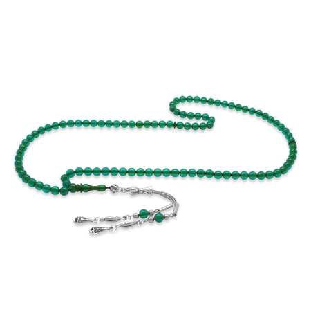 Kararmaz Metal Su Damlası Püsküllü Küre Kesim Turkuaz Ateş Kehribar 99 Taneli Namaz Tesbihi - Tesbihane